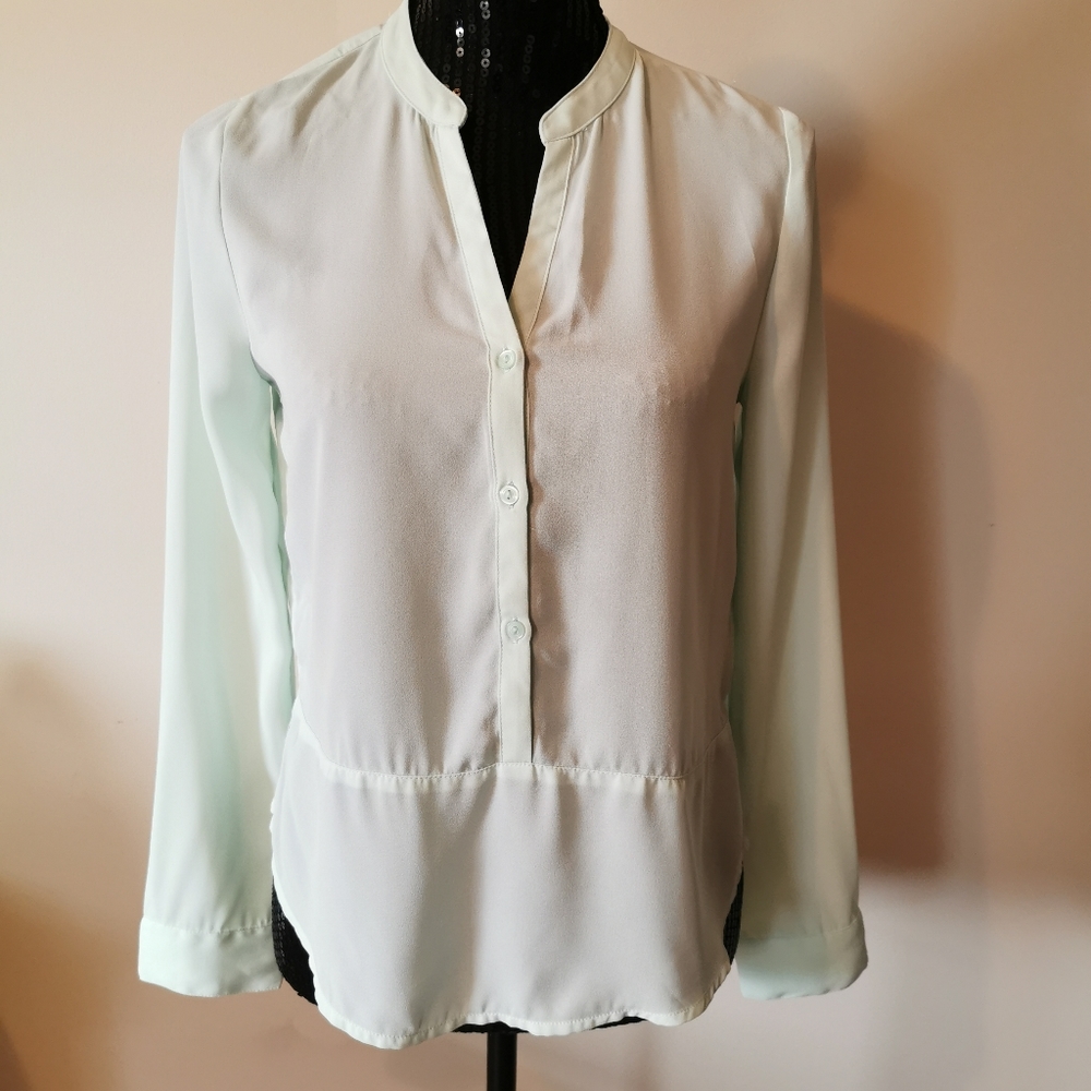 Frenchi Sheer Light Green Blouse Size Small